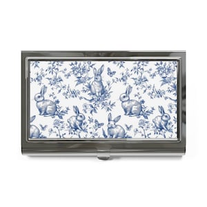 Chinoiserie bloemen konijn visitekaartjehouder, leuk cadeau voor professionals, kantooraccessoire, Pasen, lentedecor, konijnenliefhebbers