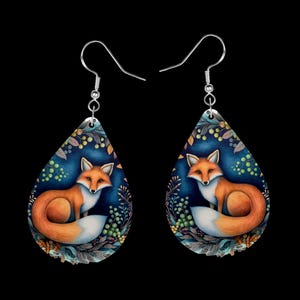 Woodland Fox, Cottage Core, Dangle Earrings