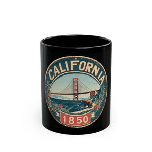 Taza negra vintage con estado personalizado: regalo de taza de café personalizada