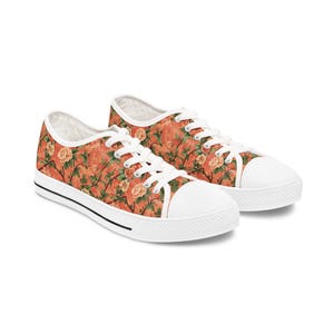 Floral Low Top Sneakers for Women, Stylish Floral Sneakers, Trendy Casual Shoes, Unique Gift for Her, Spring Fashion Footwear