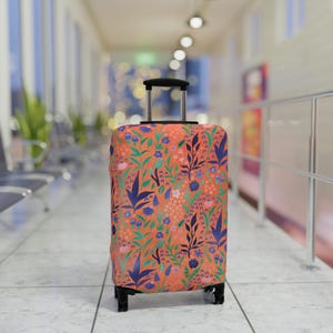 Colorful Floral Luggage Cover | Travel Accessory, Suitcase Protector, Gift for Travelers, Summer Travel Gear, Personalized Luggage