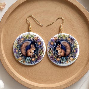 Squirrel Woodland Animal Dangle Earrings