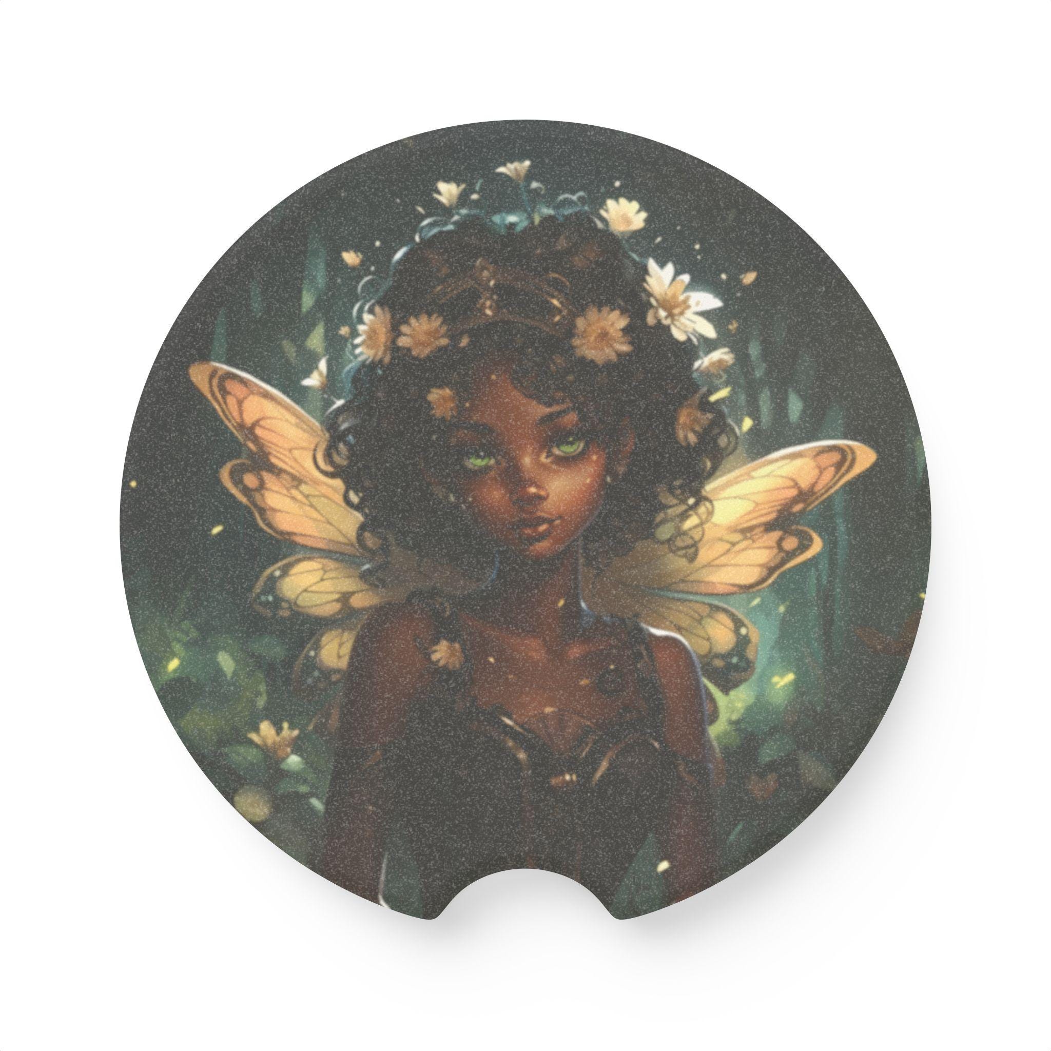 Fairy-Themed Ceramic Car Coaster, Cute Coaster for Car, Fantasy Automotive Decor, Car Accessories, Gift for Fairy Lovers, Floral [...]