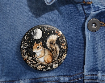 Botões de esquilo personalizados para amantes da natureza, acessórios fofos para bolsas ou jaquetas, presente perfeito para qualquer ocasião