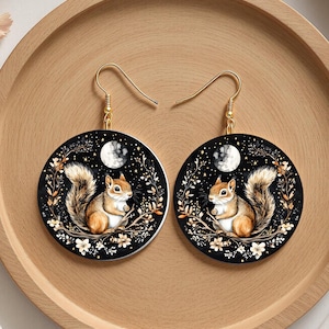 Starry Night Squirrel dangle earrings