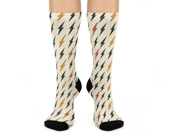 Lightning Bolt Cushioned Crew Socks - Fun Fashion for All Occasions, Gift for Friends, Family, Unique Style