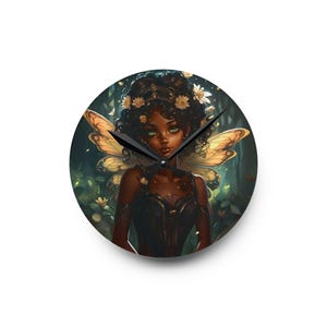Fairy Enchanted Acrylic Wall Clock | Boho Home Decor, Gift for Her, Witchy Aesthetic, Unique Wall Art, Magical Timepiece