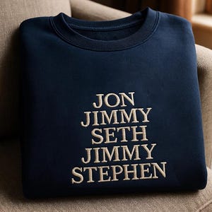 Embroidered Jimmy Kimmel Sweatshirt, Support Late Night Comedy, Political Satire Tee, The Daily Show, Free Speech Gift, Funny TV Show Merch