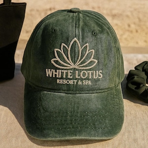 White Lotus Resort & Spa Embroidered Dad Hat, Funny Trendy White Lotus Cap, Vacation Vibes Hat, Satirical Gift for TV Show Fans