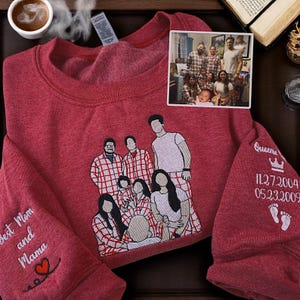 Personalized Mama Sweatshirt with Photo Embroidered,Custom Mom and Son Hoodie,Family Portrait,Couple Gift,Custom Dad Shirt,Father&#39;s Day Gift