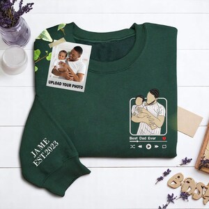 Dad Portrait Custom Embroidered Sweatshirt/Hoodie, Custom Dad Hoodie, Custom PAPA Photo Embroidery Sweatshirt, Memorial Shirt Gifts For Dad