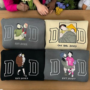 Custom Dad Hoodie, Embroidered Dad Portrait Sweatshirt From Picture, Embroidery Photo, Personalized Portrait Shirt, Unique Fathers Day Gifts