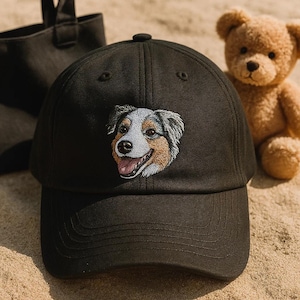Custom Embroidered Pet Hat, Personalized Dog or Cat Baseball Cap Using Pet Photo, Unique Gift for Pet Lovers & Father&#39;s Day