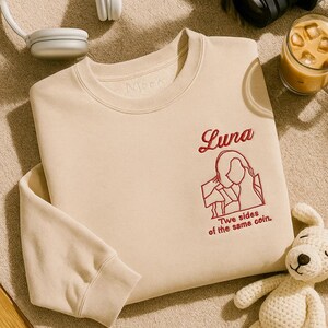 Sweatshirt op maat geborduurd portret van foto, gepersonaliseerd T-shirt familiefoto, jubileumcadeau, T-shirt stel lijntekeningen, gepersonaliseerde cadeaus