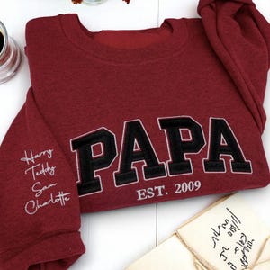 Embroidered Papa Sweatshirt, Custom Embroidered Father tshirt, Custom Father embroidered, Custom Embroidered Photo, Sweatshirt-Hoodie Shirt
