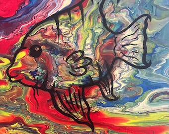 Peinture pour la décoration artistique « Le poisson marbré »