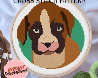 Modèle de point de croix boxer chiot