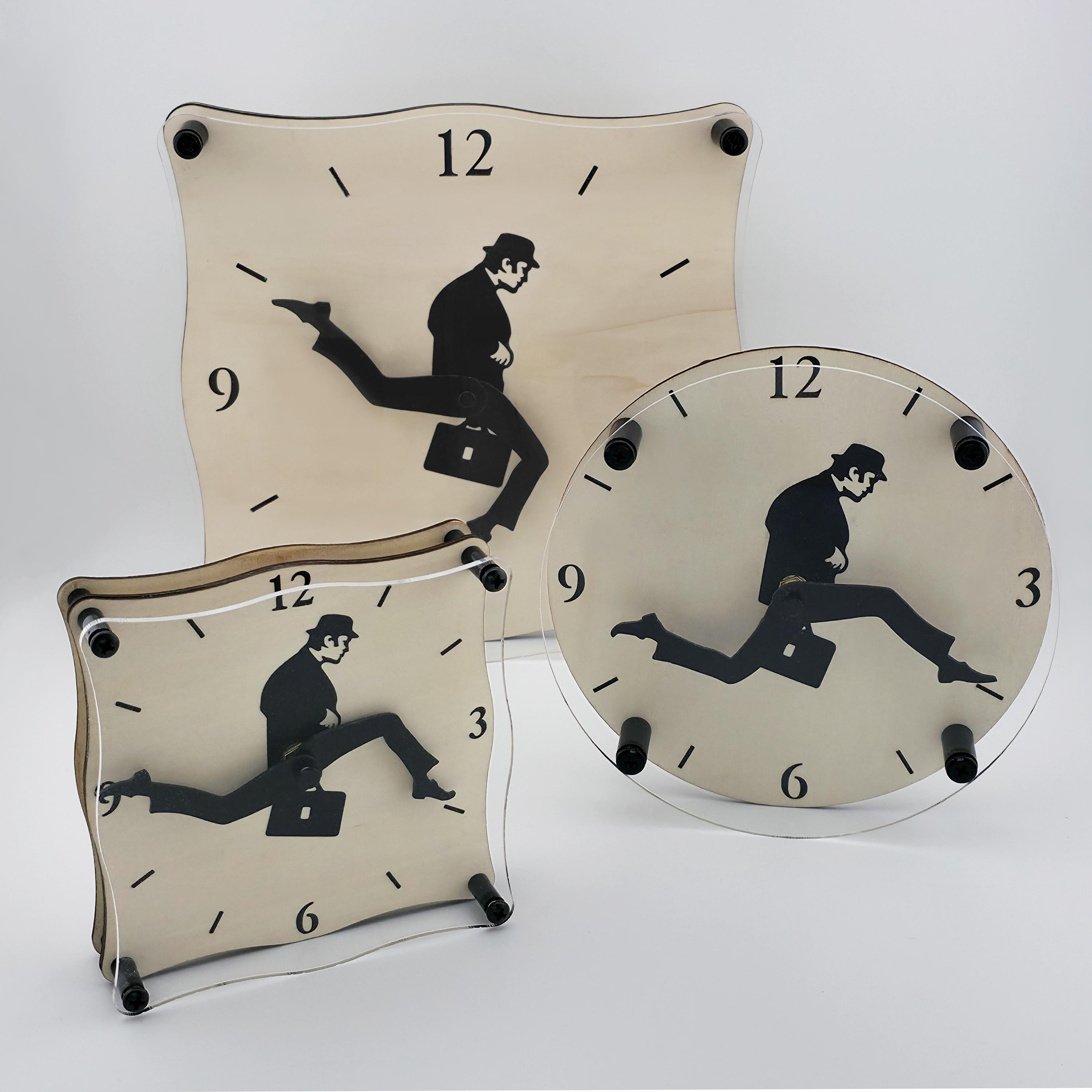 Monty Python Silly Walk Clock Wood and Acrylic Desktop/Wall Mount