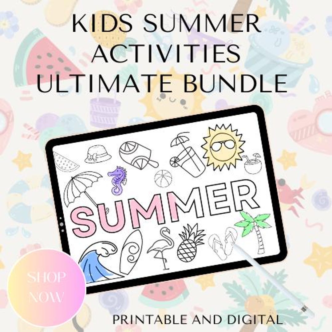 70 Pages Summer Activity Bundle for Kids, Printable and Digital ...