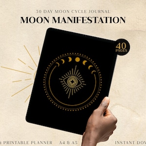Digital Moon Manifestating – 40‑Page Moon Cycle Journal | Witchy Lunare Diary