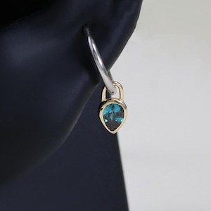 14K Solid Gold Alexandrite Dangle Charm Single Alexandrite Clicker Charm Minimalist Gemstone Cartilage Hoop Charm Piercing Jewelry Gift