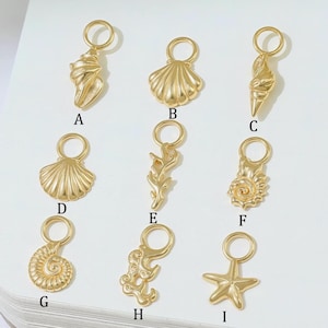 Sterling Silver Seashell & Starfish Charm Connector Seagrass Sea Wave Motif Ocean-Inspired Cartilage Helix Conch Lobe Clicker Hoop Earring