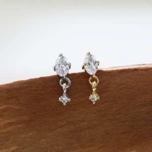 Boucles d'oreilles pendantes scintillantes géométriques pendantes boucles d'oreilles piercing labret du cartilage du lobe d'oreille en argent à l'arrière Piercing bijoux cadeau pour elle