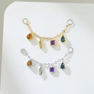 Ametista Citrino Peridoto Topazio Blu Londra Catena Multiforme Accessorio Catena di Pietre Preziose Attacco per Orecchino Cartilagine Catena Nasale Argento