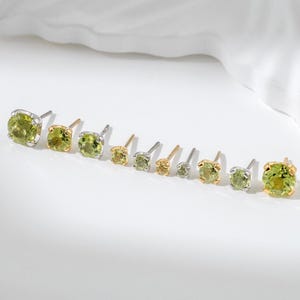 Peridot Solitaire Multiple Size Stud Earring Single Peridot Push Pin Flat Back Minimalist Gemstone Cartilage Helix Conch Tragus Piercing