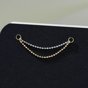 Mixed Metal Bead Chain Attachment Ear Jacket Dangle Double Chain Minimalist Chain Accessory for Cartilage Conch Earring Silver Nose Chain