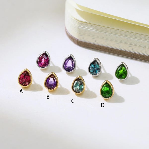 Alexandrit Chrom Diopsid Amethyst Rhodolith Granat Teardrop Ohrring Tröpfchen Edelstein Mehrere Farbe Knorpel Helix Labret Bolzen Piercing