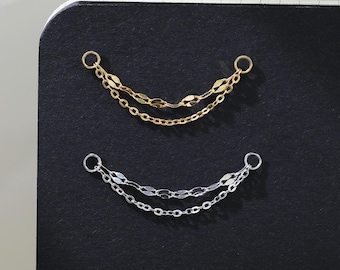 Dubbellaagse kettingbevestiging 14K vergulde lipketting accessoire kabel neuskettingconnector zilveren gemengde ketting tragus conch oorbel