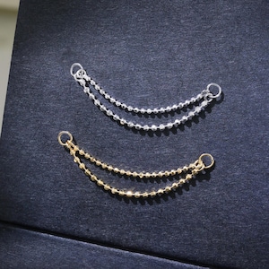 Double Bead Chain Attachment Ear Jacket Dangle Bead Chain Charm Minimalist Chain Attachment for Cartilage Conch Earring Silver Nose Chain