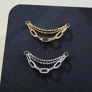 Triple Chain Attachment Minimalist Chain Accessory for Cartilage Conch Earring Silver Ear Jacket Dangle Chain Charm Gothic Nose Chain