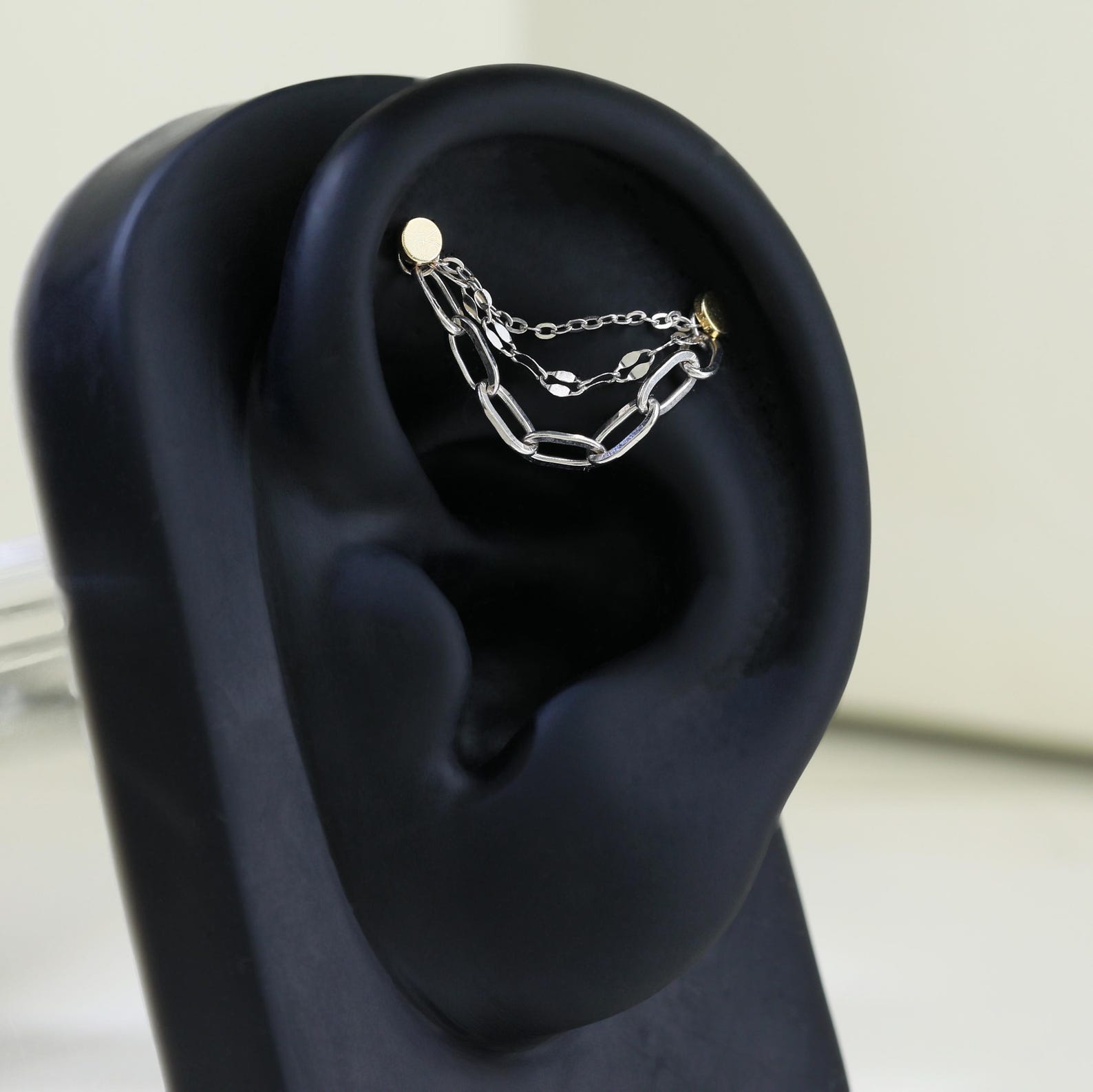 Ear Accessory With Chain Triple Chain Attachment Minimalist Chain Accessory for Cartilage Conch ...
