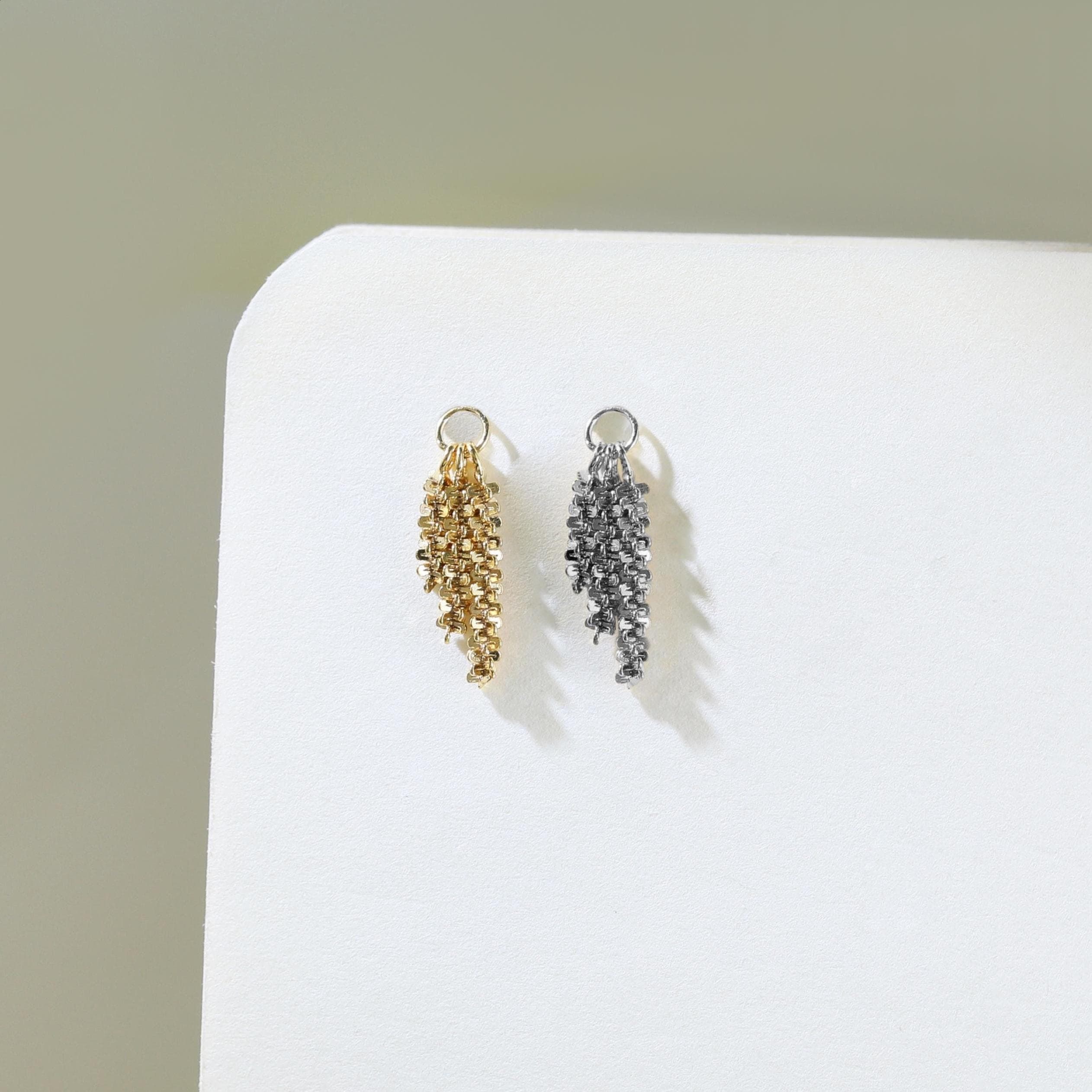 Wheat Triple Dangle Charm Sparkling Silver Ear Pendant Cartilage Daith Tragus Hoop Charm Natural-Inspired Handmade Piercing Jewelry Gift