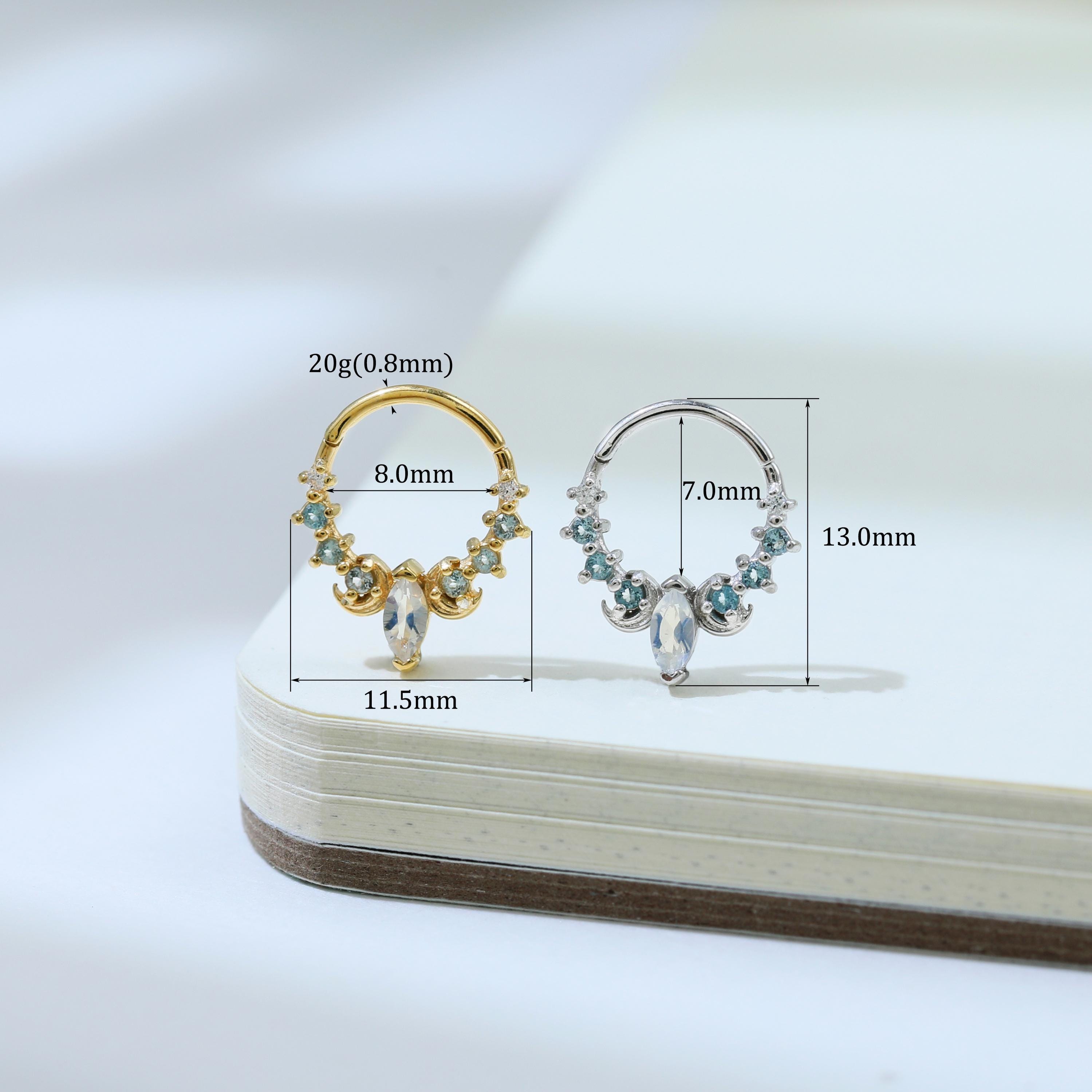 スターリングシルバー ムーンストーン ダイス クリッカーイヤリング 
