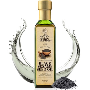 Black Sesame Oil Raw First Cold-Pressed 100% Natural Unrefined Handcrafted in Small Batches for Cooking Salads and Dressings 8.5 fl (250 ml)