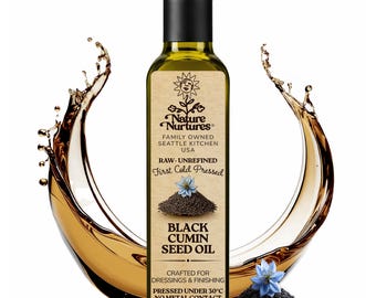 Black Cumin Seed Oil for Cooking | Raw First Cold Pressed | Single Press Below 30C | No Metal or Wood Contact | Unrefined | Made in USA