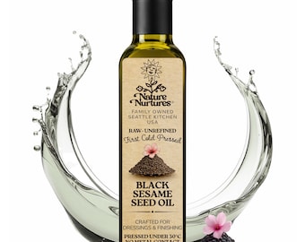 Black Sesame Seed Oil for Cooking | Raw First Cold Pressed | Single Press Below 30C | No Metal or Wood Contact | Unrefined | Made in USA