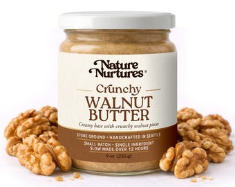 Crunchy Walnut Butter | 100% Walnuts | Single Ingredient | No Added Sugar or Oils | Raw | Stone Ground | Small Batch | Made in USA | 9 oz