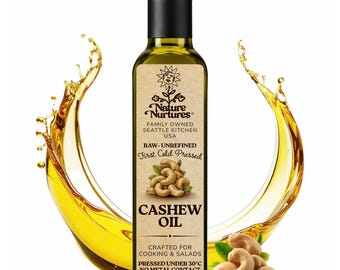 Cashew Oil for Cooking | Raw First Cold Pressed | Single Press Below 30C | No Metal or Wood Contact | Unrefined | Made in USA