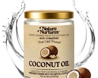 Coconut Oil for Cooking | Raw First Cold Pressed | Single Press Below 30C | No Metal or Wood Contact | Unrefined | Made in USA