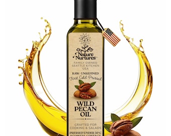 Wild Pecan Oil for Cooking | Raw First Cold Pressed | Single Press Below 30C | No Metal or Wood Contact | Unrefined | Made in USA