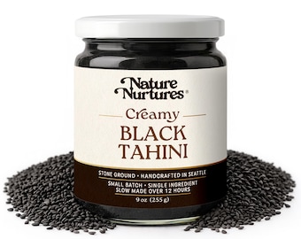Creamy Black Sesame Tahini | 100% Black Sesame | Single Ingredient | No Sugar No Oils | Raw | Stone Ground | Small Batch | Made in USA | 9oz