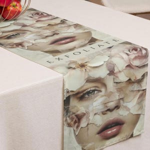 Salon Table Runner Trade Show Booth Display Product Spa Skincare Salon Design Chic Vanity Styling Beauty Studio Makeup Station Textile