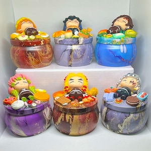 Handmade Demon anime -Inspired Food Jewellery Deluxe Trinket Box / Bowl - Unique Anime Gifts - Demon anime Jewellery Holder for Anime Lovers