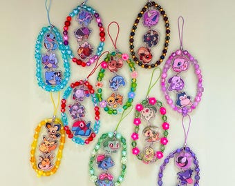 Monster Inspired Beaded Bag, Binder & Phone Charms - Unique Accessories - pocket pal Anime fans!