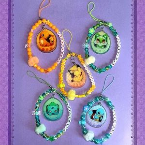 ハンドメイドポケモンモンスタービーズ携帯チャーム、アニメバッグアクセサリー