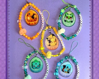 Handmade Poke Monster Beaded Phone Charm, Anime Bag Accessory